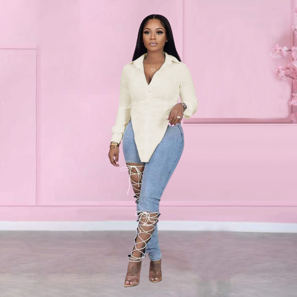 Women Triangle Split Shirt