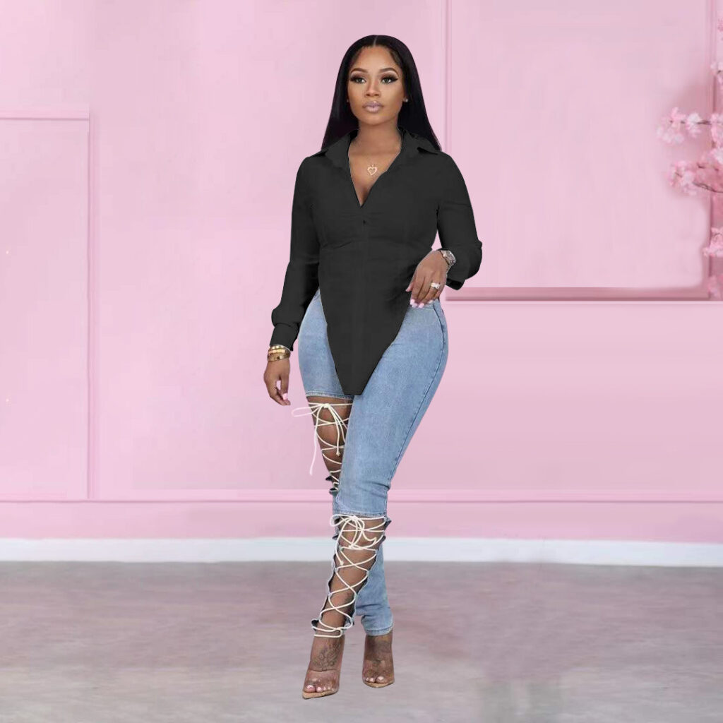 Women Triangle Split Shirt - Image 2