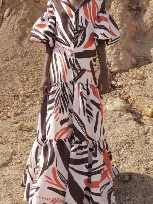 Summer New Women Dress Geometric Abstract Printed Maxi Dress