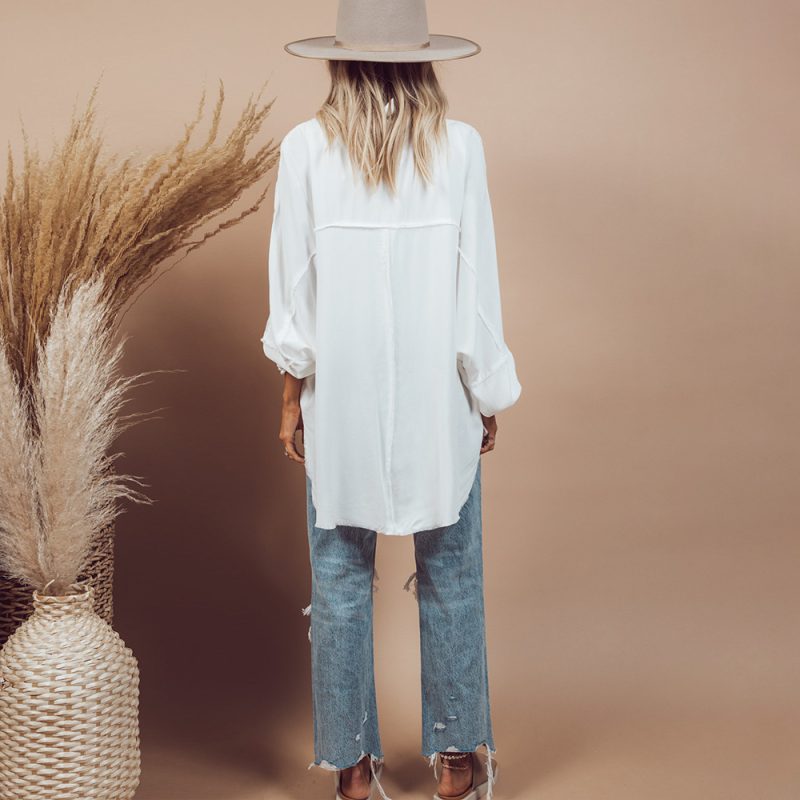New Popular Women Shirt Spring Summer Long Sleeves Elegant Slim-Fit Long-Sleeved White Shirt - Image 3