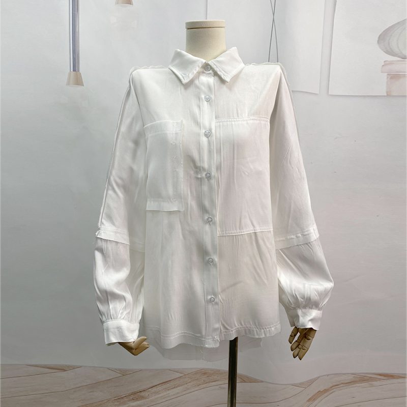 New Popular Women Shirt Spring Summer Long Sleeves Elegant Slim-Fit Long-Sleeved White Shirt - Image 6