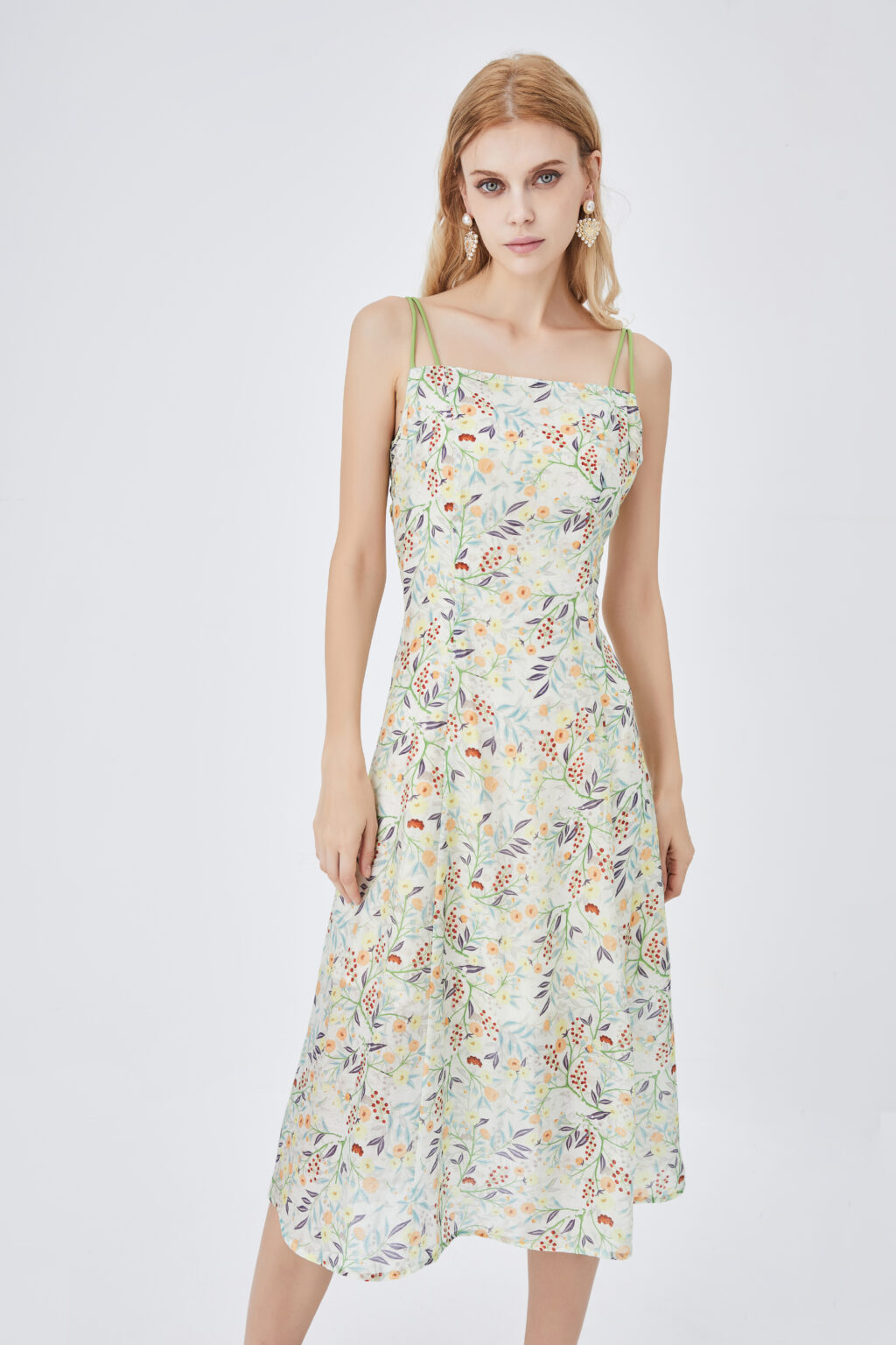 Floral Dress Summer Suspender Elegant Slim Fit Slimming Vacation A- line Dress