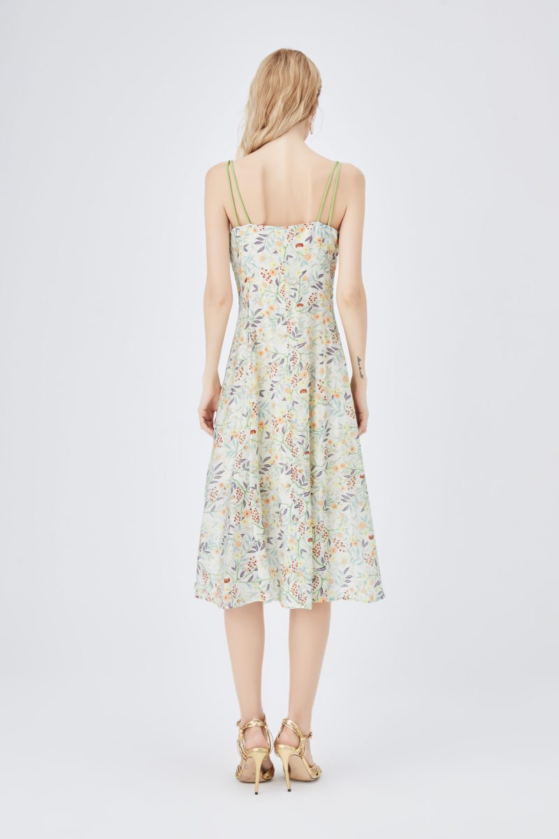 Floral Dress Summer Suspender Elegant Slim Fit Slimming Vacation A- line Dress - Image 2