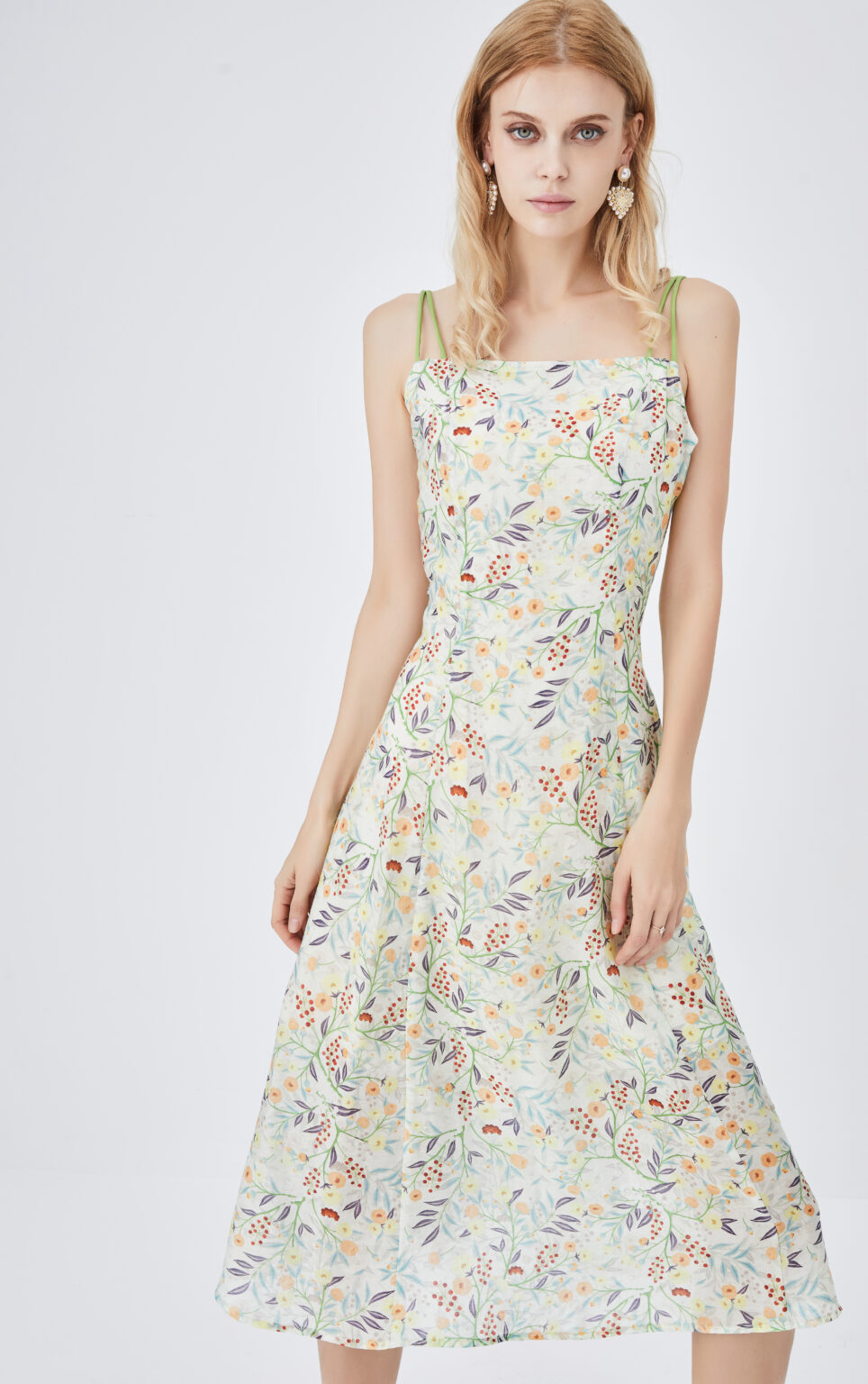 Floral Dress Summer Suspender Elegant Slim Fit Slimming Vacation A- line Dress - Image 3