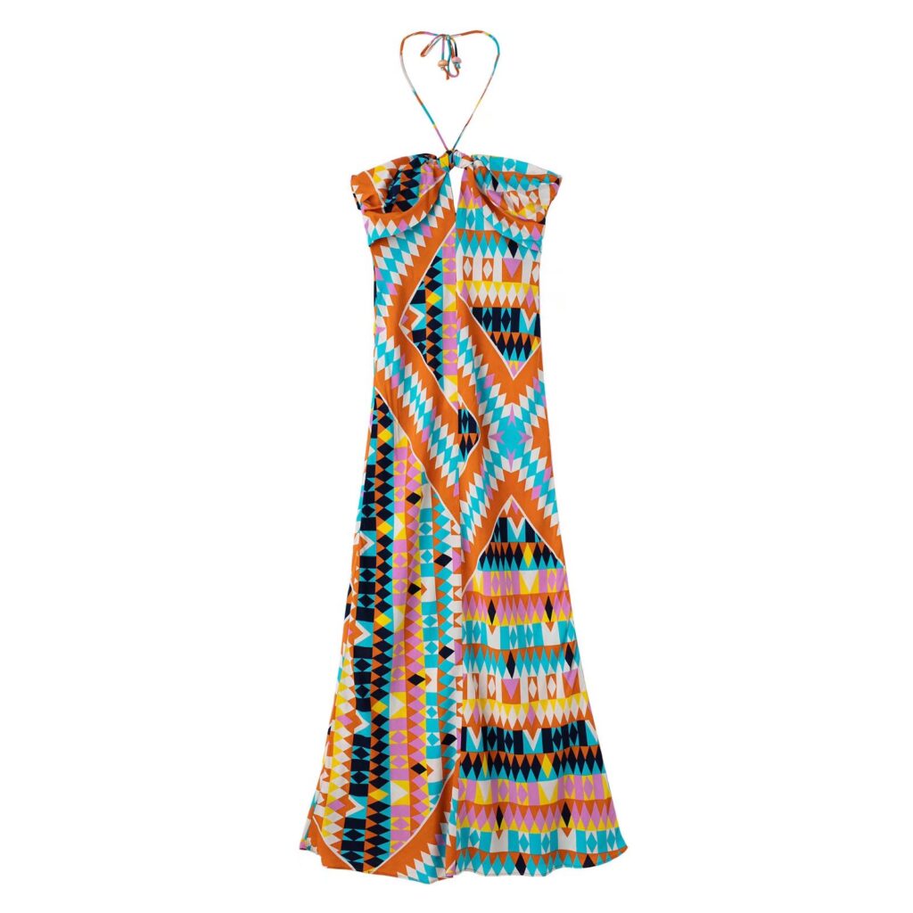 Handmade Dress Mixed Color Stitching Dress - Image 2