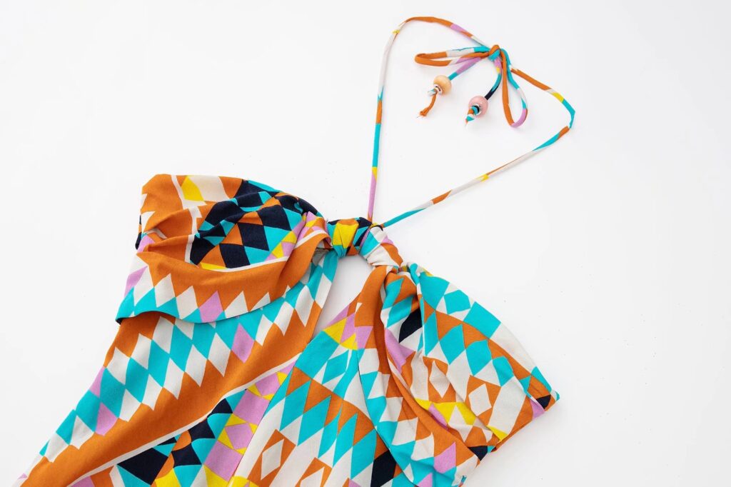 Handmade Dress Mixed Color Stitching Dress - Image 4