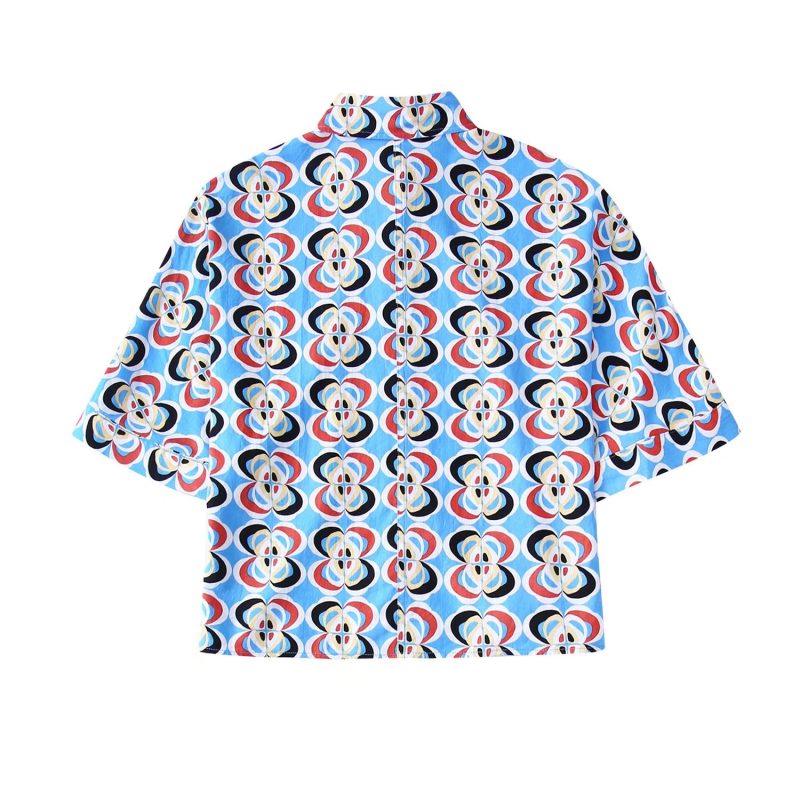 Fashion Women Clothing Summer Geometric Abstract Print Loose Half Sleeve Trendy Women Shirt - Image 2