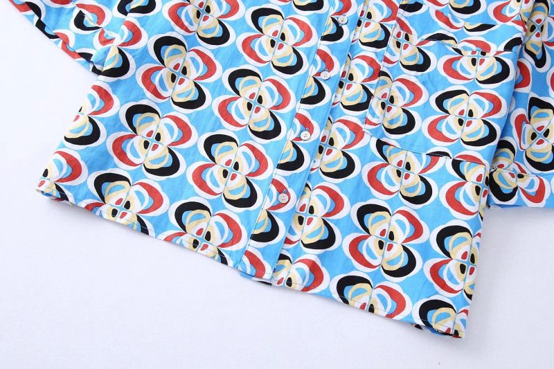Fashion Women Clothing Summer Geometric Abstract Print Loose Half Sleeve Trendy Women Shirt - Image 4