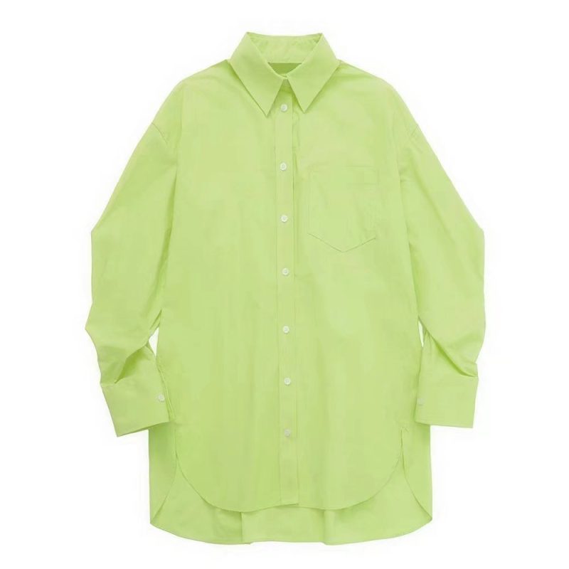 Women Clothing Summer Fashion Casual Simple Solid Color Loose Long Sleeves Shirt Women - Image 5