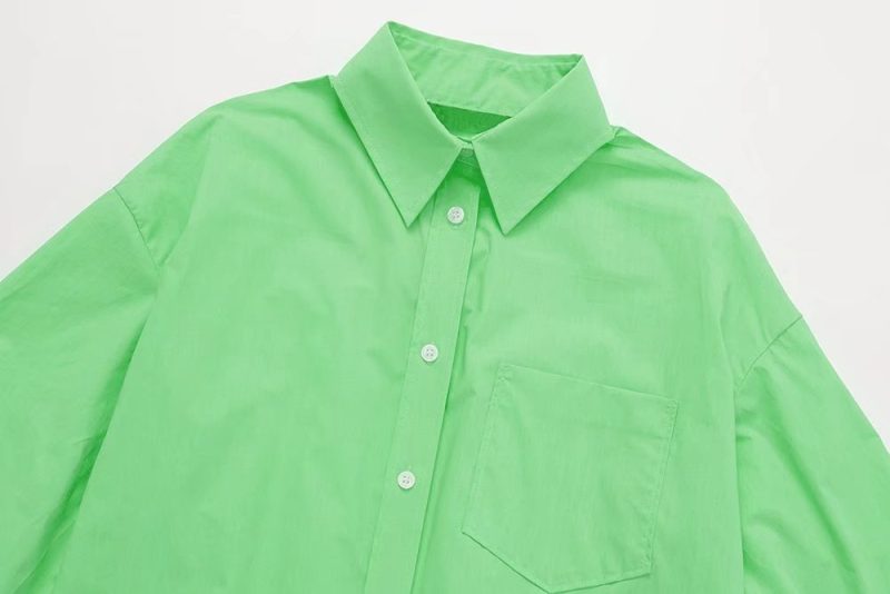 Women Clothing Summer Fashion Casual Simple Solid Color Loose Long Sleeves Shirt Women - Image 6