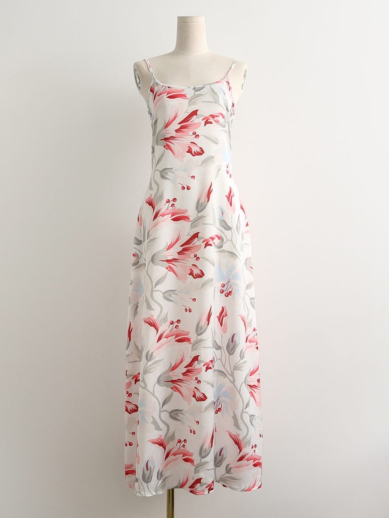 Bloggers Same Elegant Women Printed Long Suspender Holiday Casual Dress - Image 4
