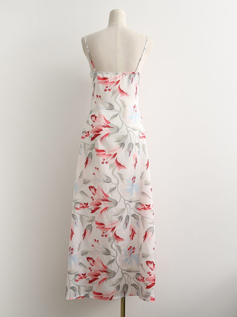 Bloggers Same Elegant Women Printed Long Suspender Holiday Casual Dress - Image 7