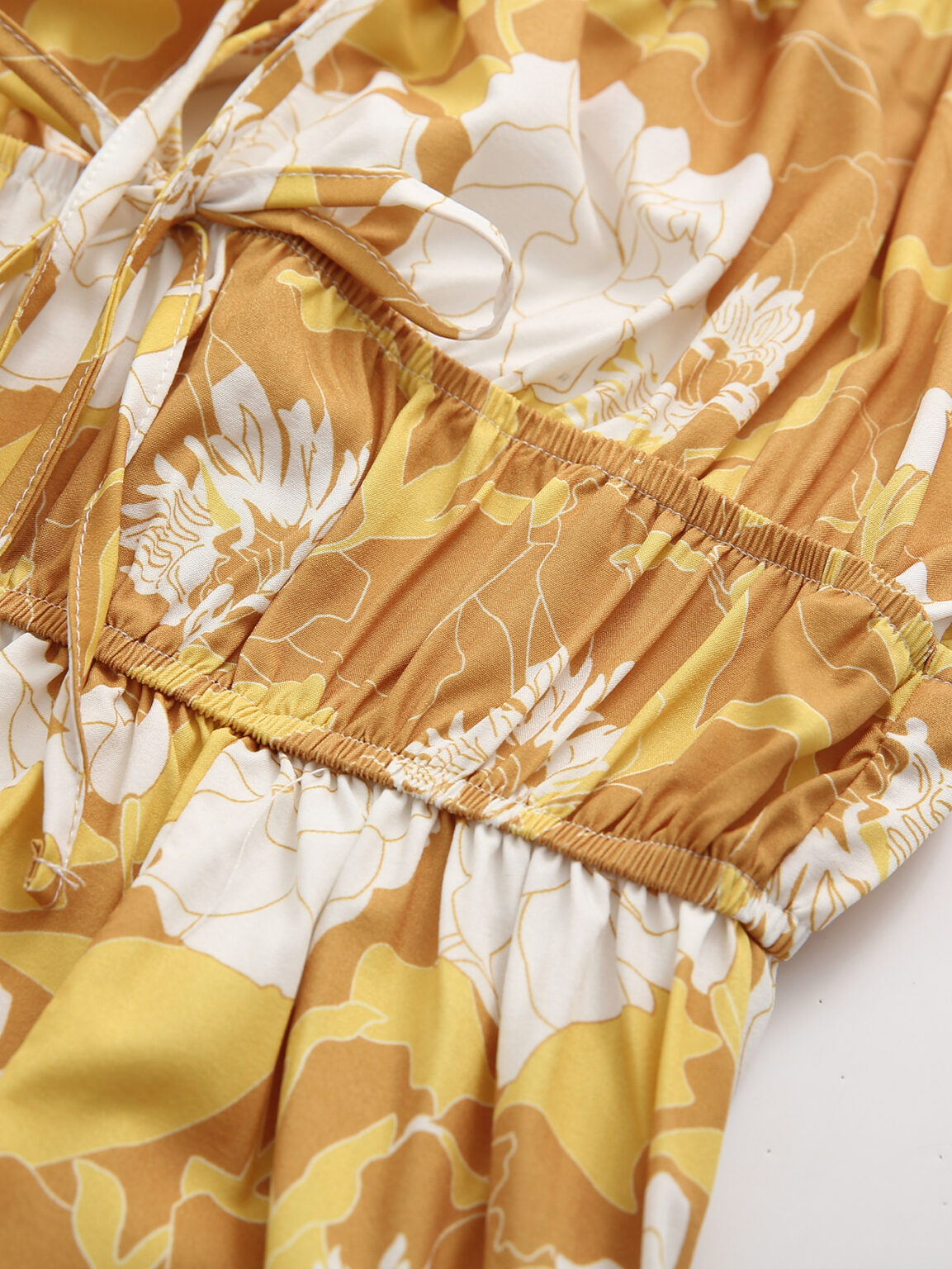 Summer Spaghetti-Strap Floral Print Bow Tie Waist Trimming Spaghetti Straps Dress - Image 5