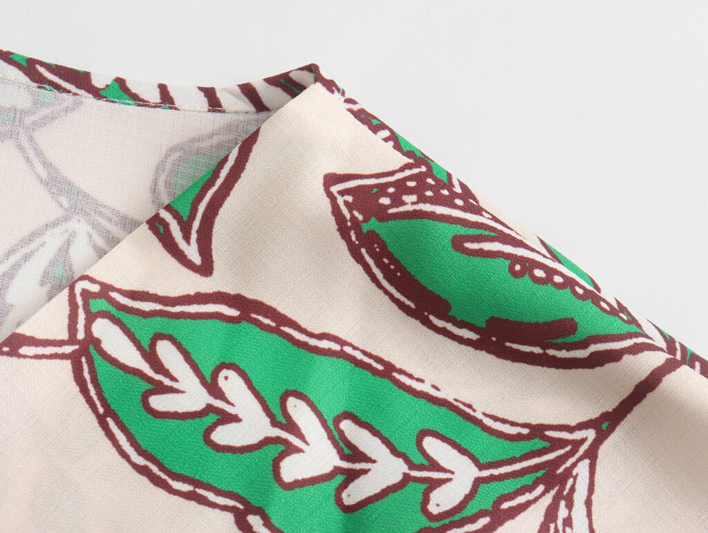 Summer Slimming Bow Tie Printed V-neck Shirt Top for Women - Image 4