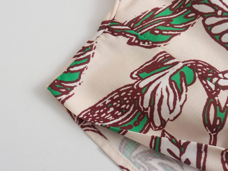 Summer Slimming Bow Tie Printed V-neck Shirt Top for Women - Image 7