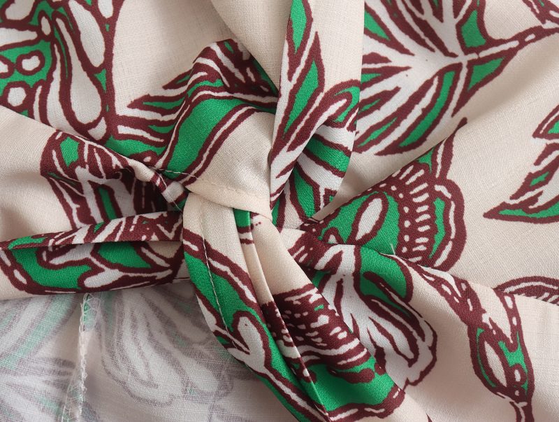 Summer Slimming Bow Tie Printed V-neck Shirt Top for Women - Image 5