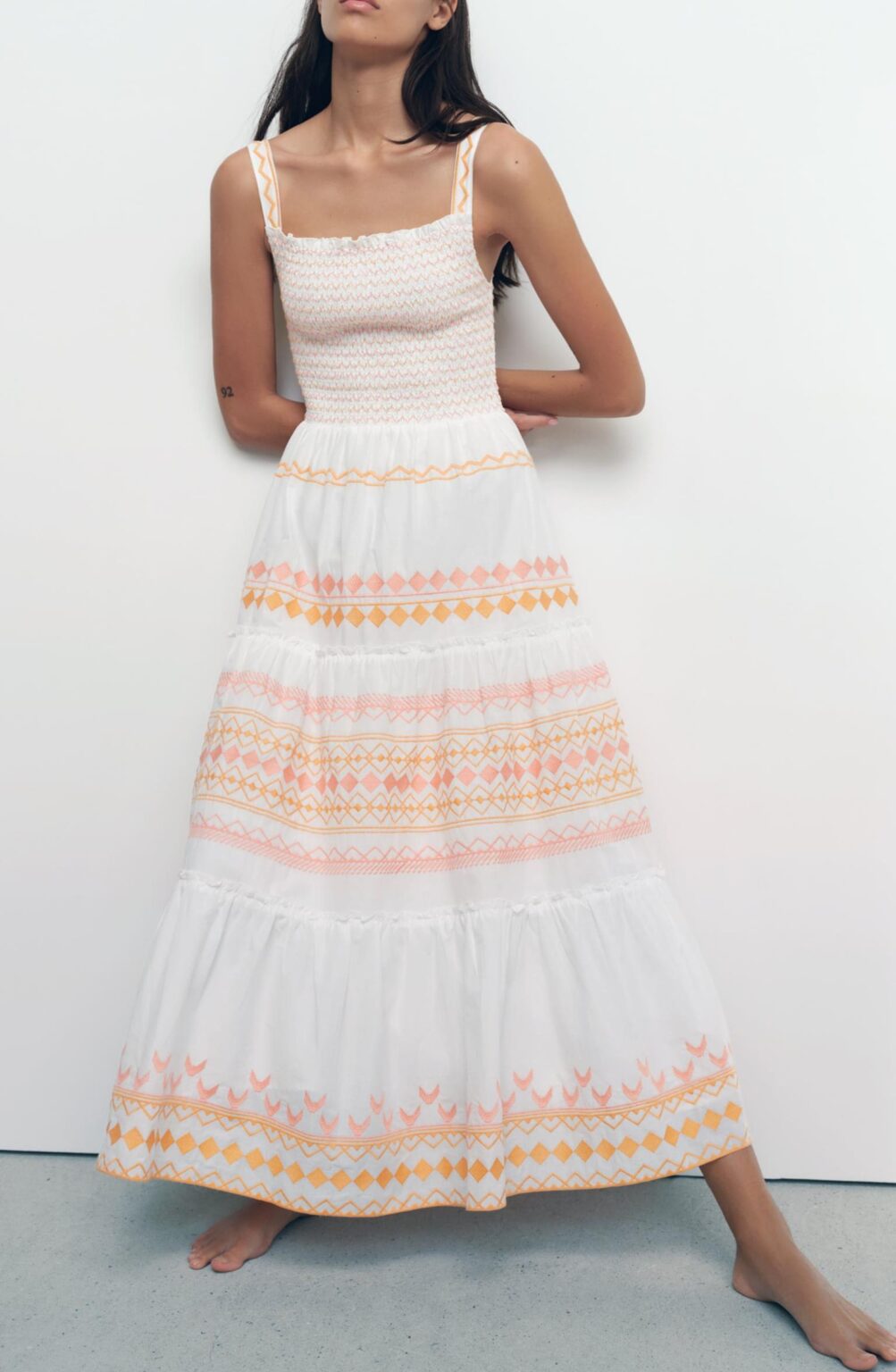 Spring Sweet Fresh Strap High Waist A- line Printed Dress for Women