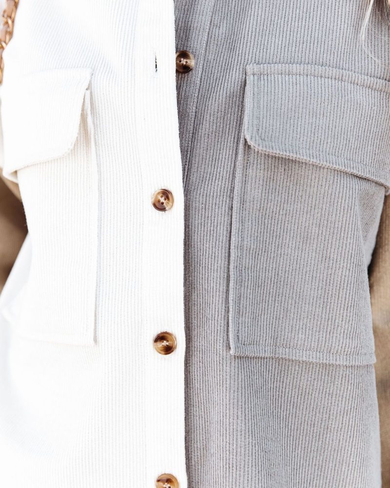 Spring Autumn Street Hipster Cardigan Contrast Color Lapels Loose Fitting Women Shirt - Image 4