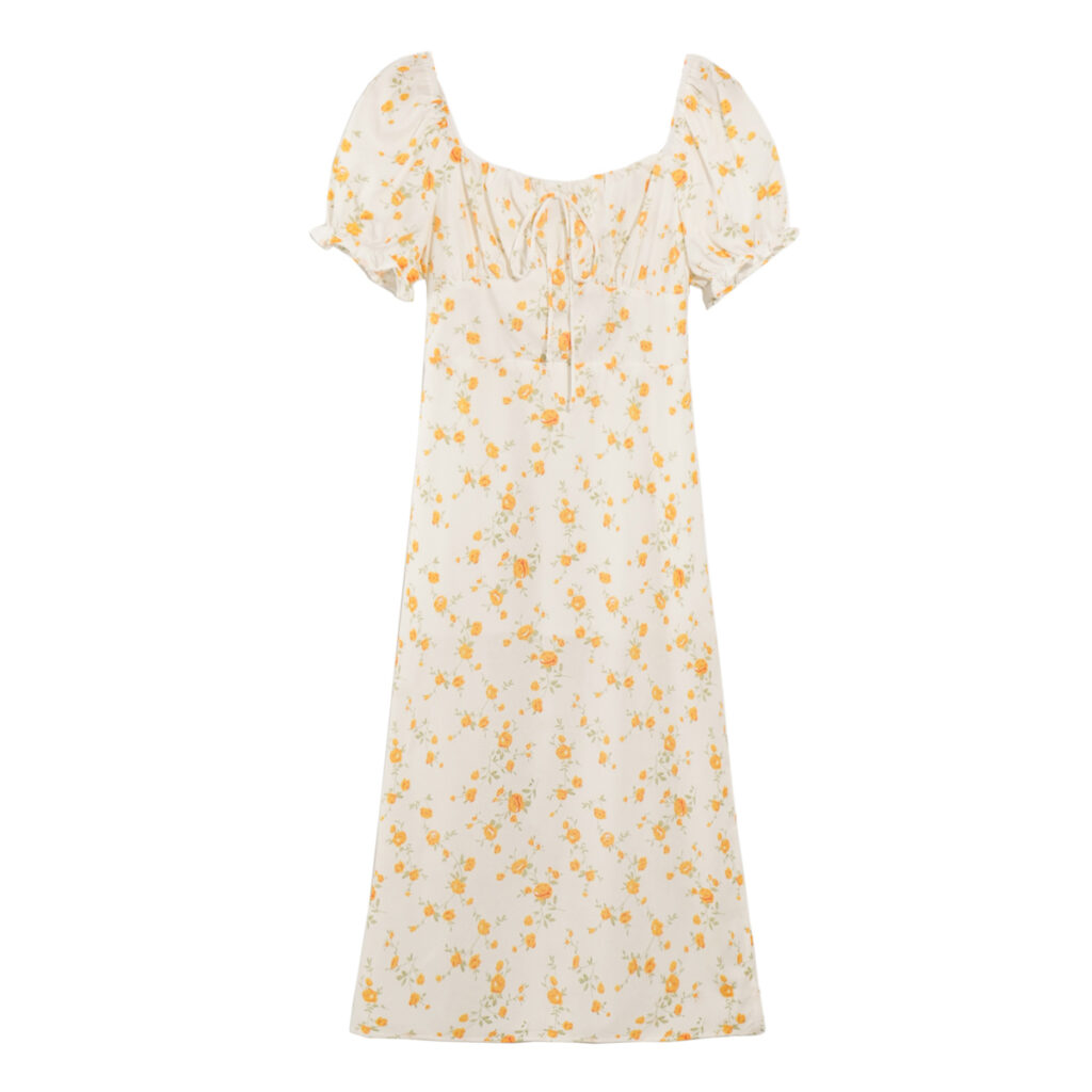 Summer Wind Women Floral Print Short Sleeve Long Pattern Dress - Image 2