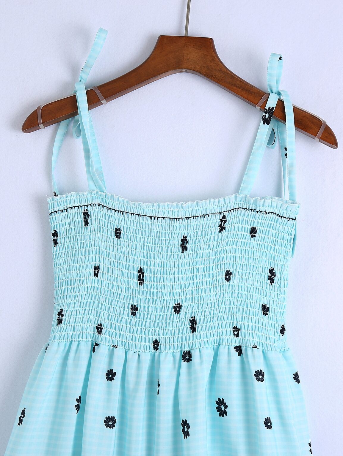 Women Clothing Stretch Chest-Wrapped Printed Blue Strap Dress Spring - Image 2