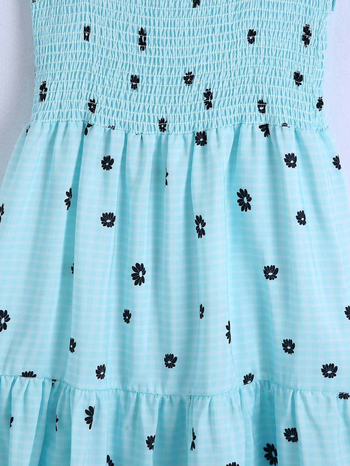 Women Clothing Stretch Chest-Wrapped Printed Blue Strap Dress Spring - Image 3