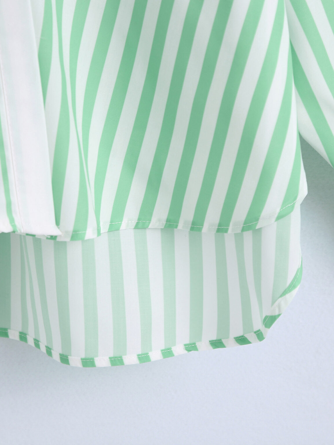 Summer Women Clothing Collared Long Sleeve Striped Loose Multicolor Chest Pocket Shirt Women - Image 5