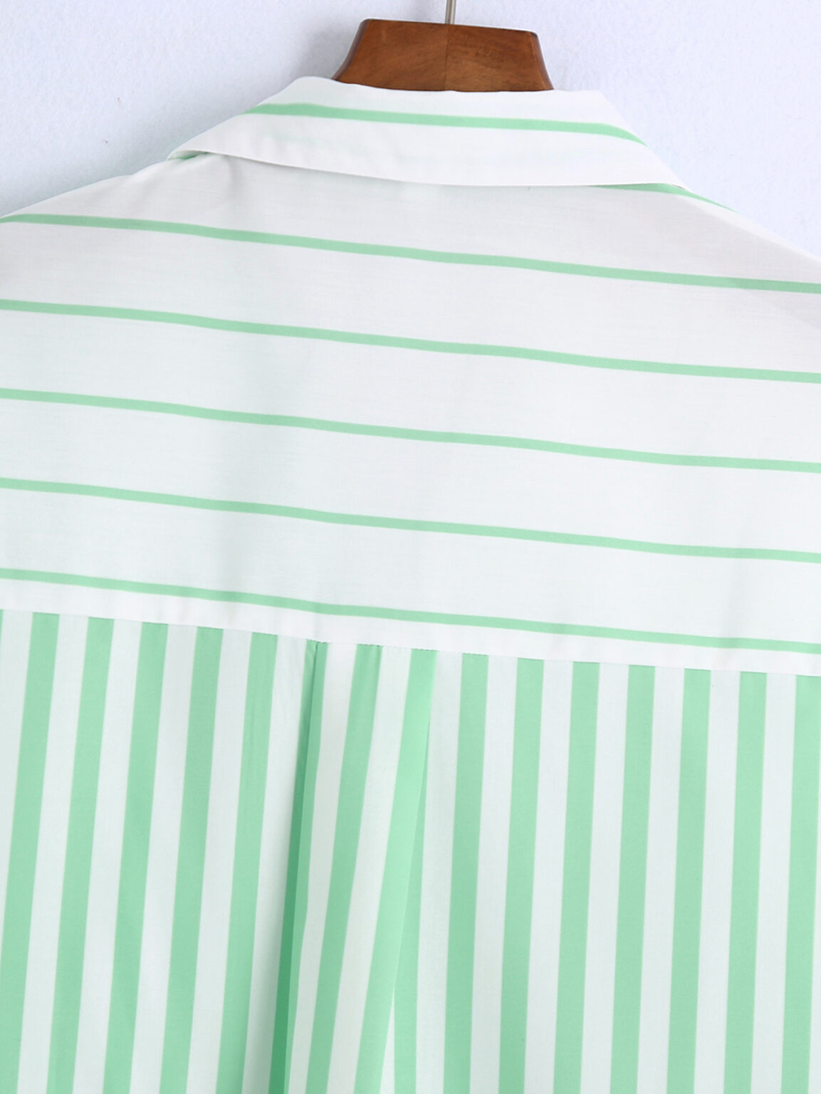 Summer Women Clothing Collared Long Sleeve Striped Loose Multicolor Chest Pocket Shirt Women - Image 6