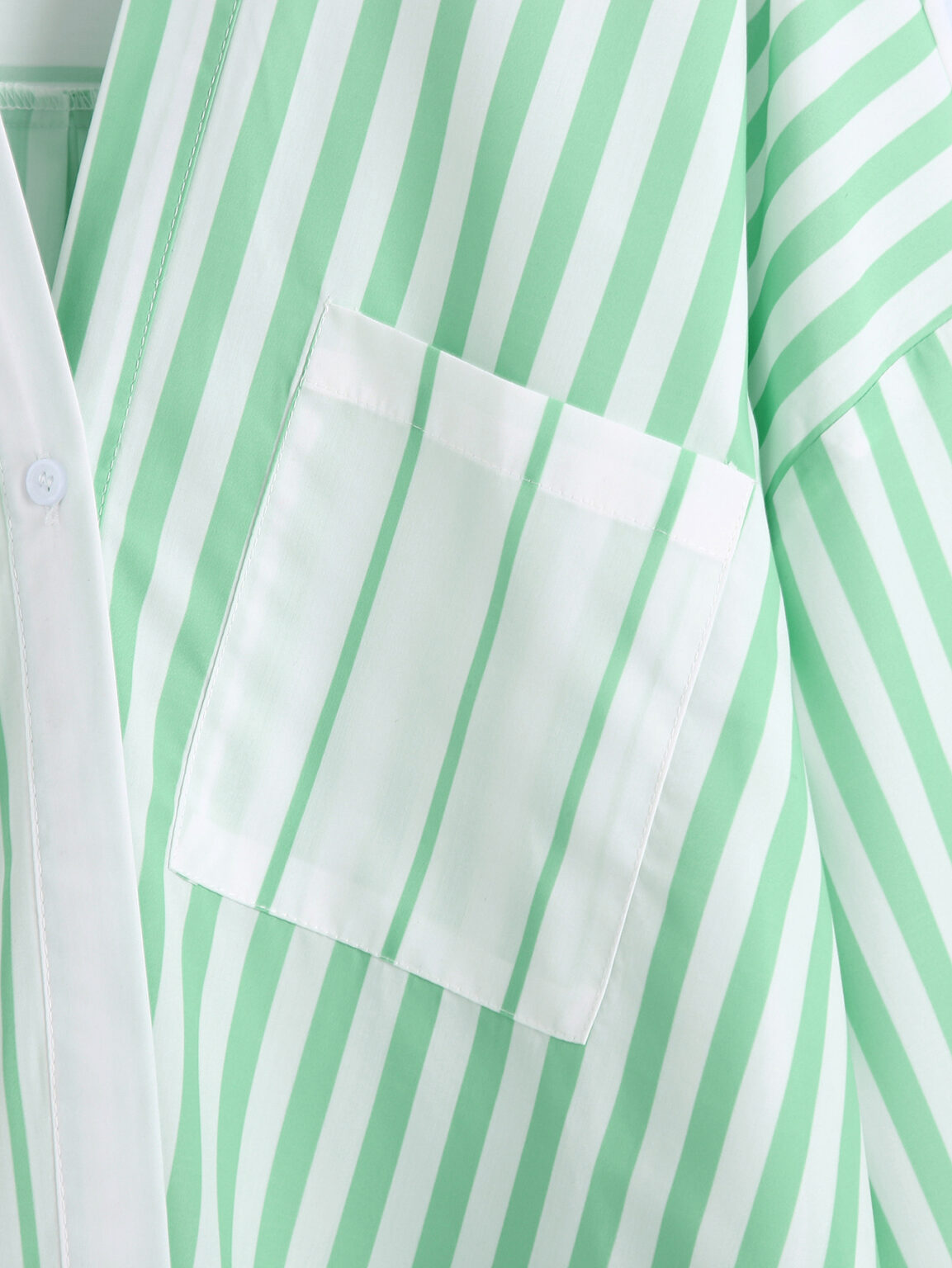Summer Women Clothing Collared Long Sleeve Striped Loose Multicolor Chest Pocket Shirt Women - Image 8