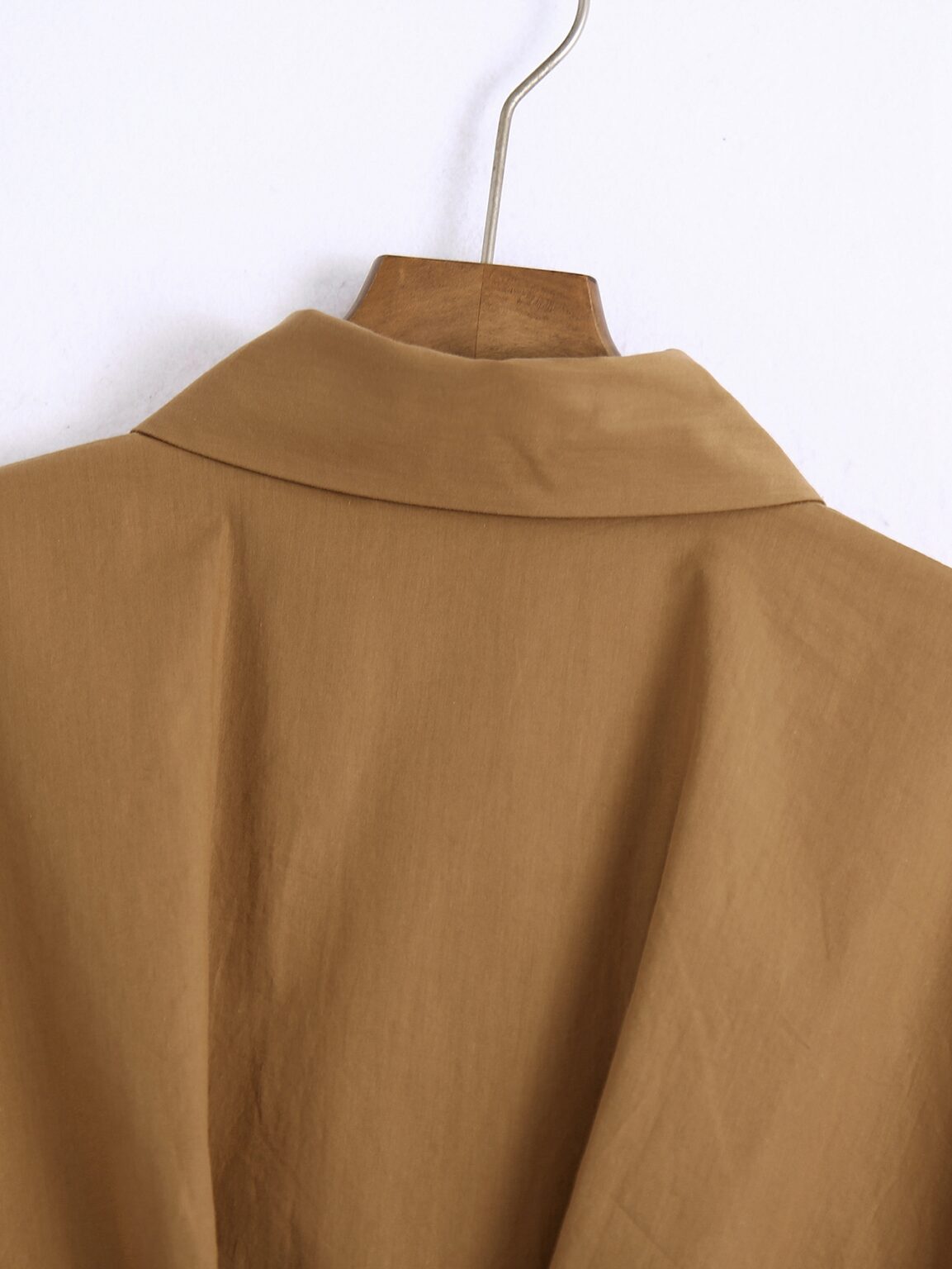 Autumn Women Clothing Blouse Collar Short Waist-Tight Khaki Blouse - Image 8
