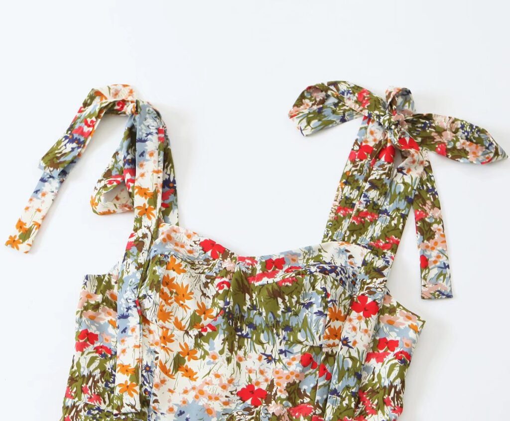 Ruffled Small Floral Print Slim Fit Slimming Suspenders Strap Dress Summer Women Clothing - Image 6