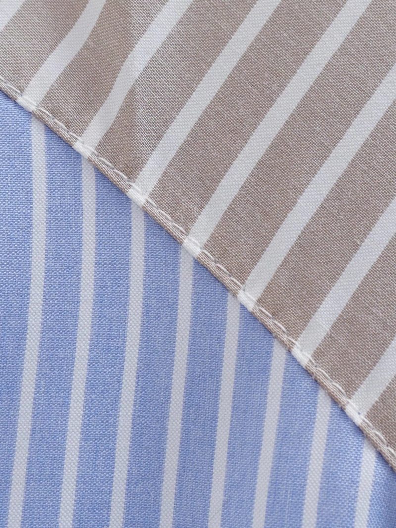 Summer Women Clothing Contrast Color Vertical Stripes Long Sleeve Shirt Long Loose-Fitting Outerwear Top - Image 3