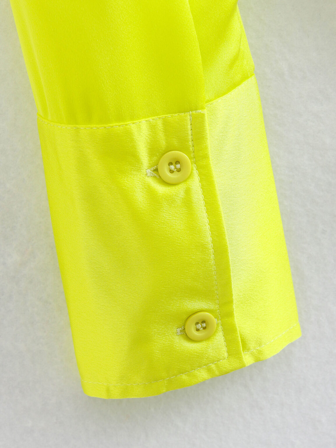 Spring Women Bright Yellow Satin Texture Shirt Top - Image 8