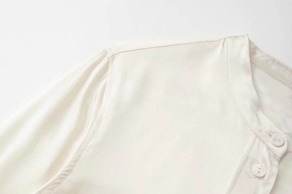 Summer Wind Women White Long Sleeve Silk Textured Shirt - Image 4