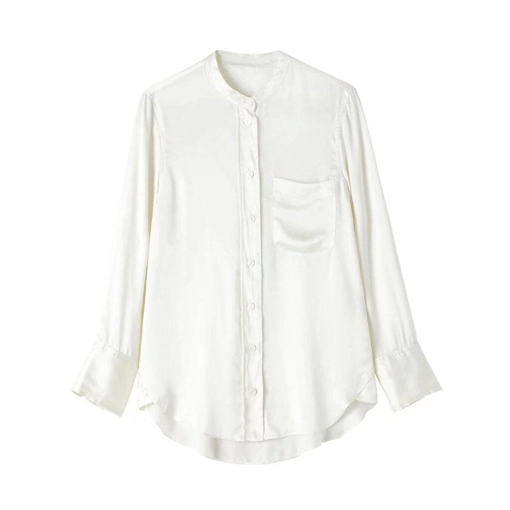 Summer Wind Women White Long Sleeve Silk Textured Shirt - Image 3
