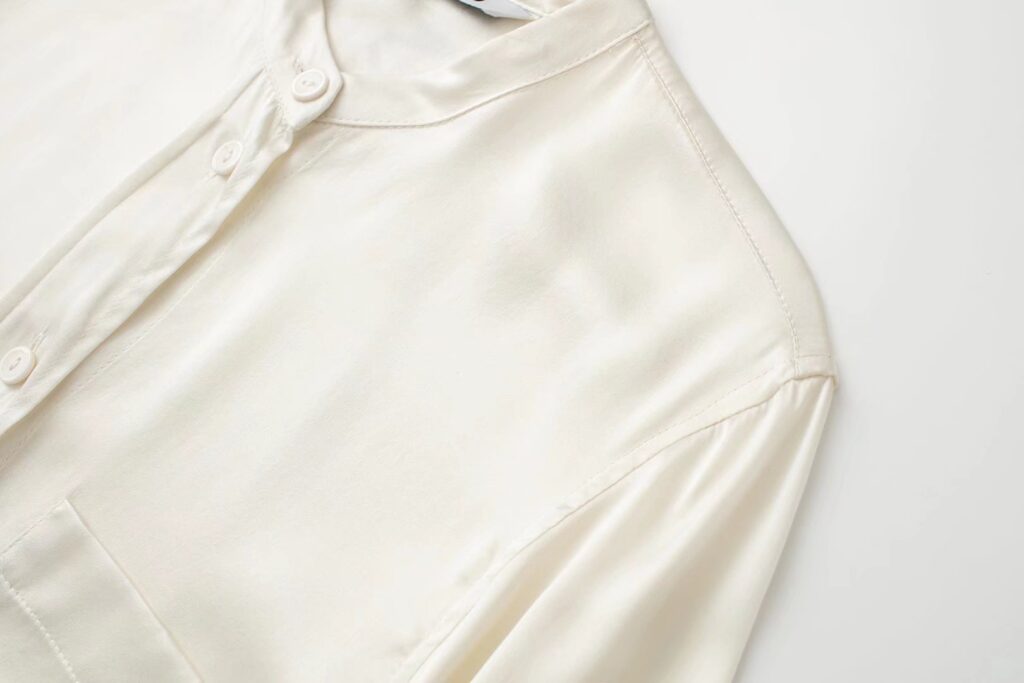 Summer Wind Women White Long Sleeve Silk Textured Shirt - Image 5