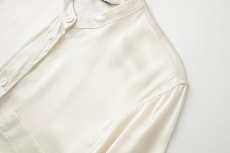 Summer Wind Women White Long Sleeve Silk Textured Shirt - Image 5