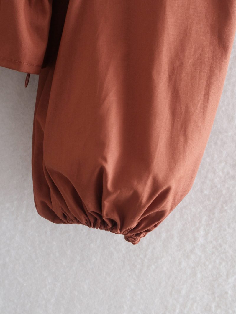 Spring Summer Brick Red One-Shoulder Top Ruffled Tied Short Shirt - Image 4