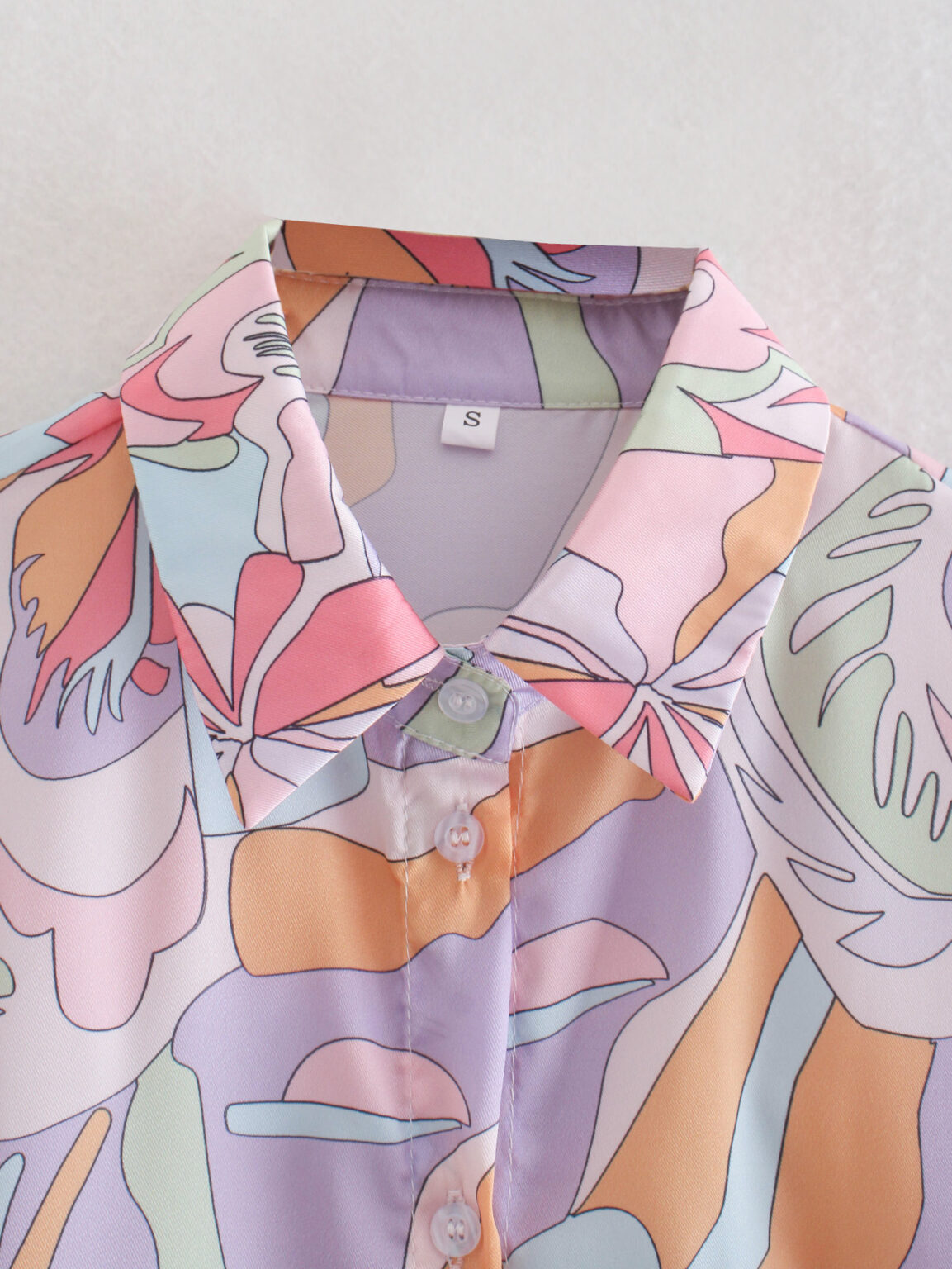 Spring Summer Long Sleeve Shirt Women Printed Tie-Dyed Shirt Design Top - Image 8