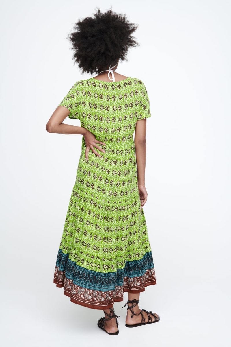 Women Printed Layered Stitching Midi  Dress - Image 2