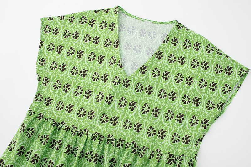 Women Printed Layered Stitching Midi  Dress - Image 3