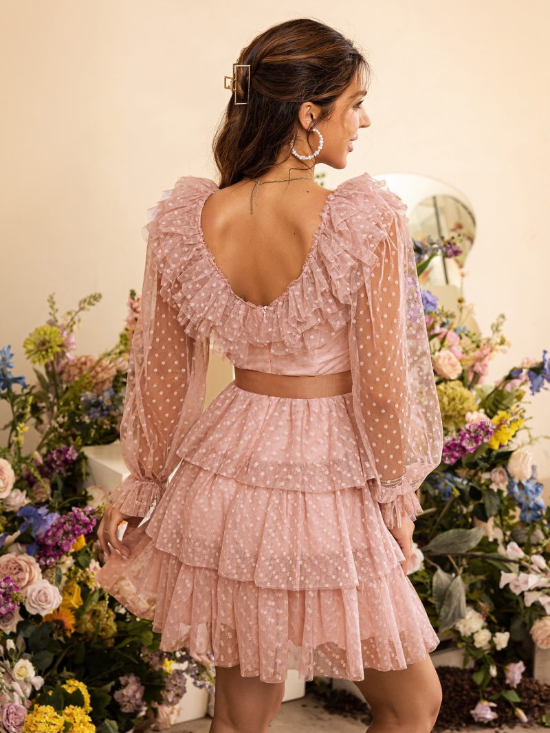 Women High Waist Suspender Fashion Gauze Holiday Layered Tiered Dress - Image 5