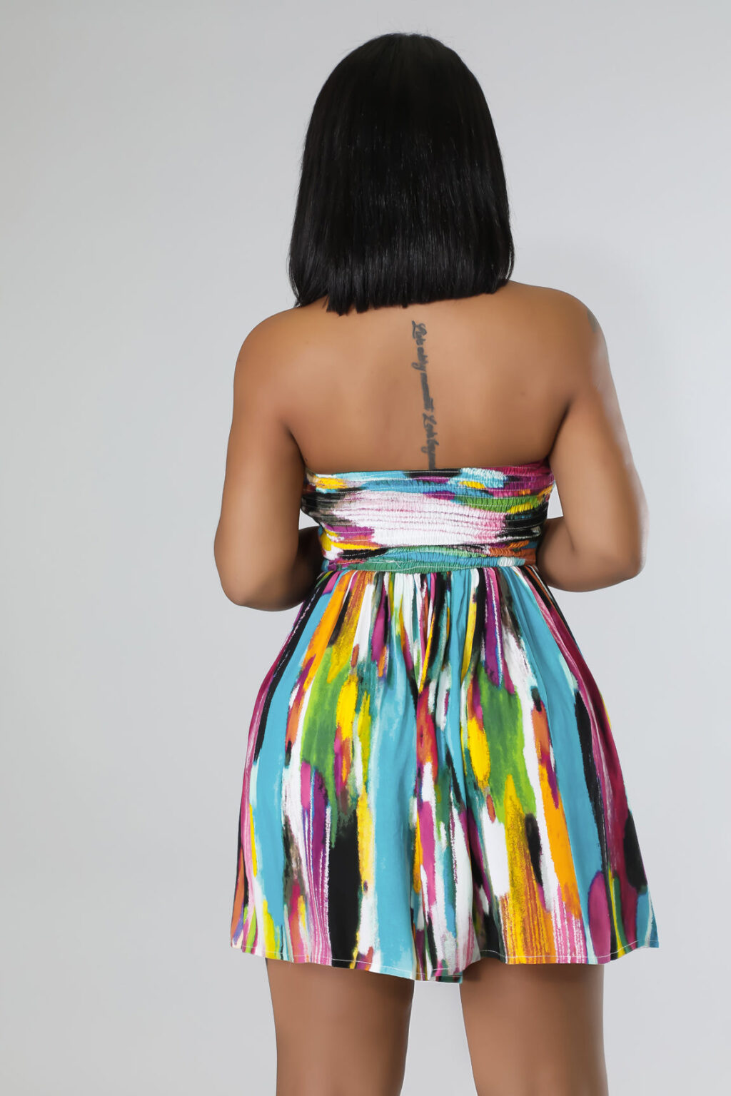 Casual Painted Tube Top Vacation Dress - Image 4