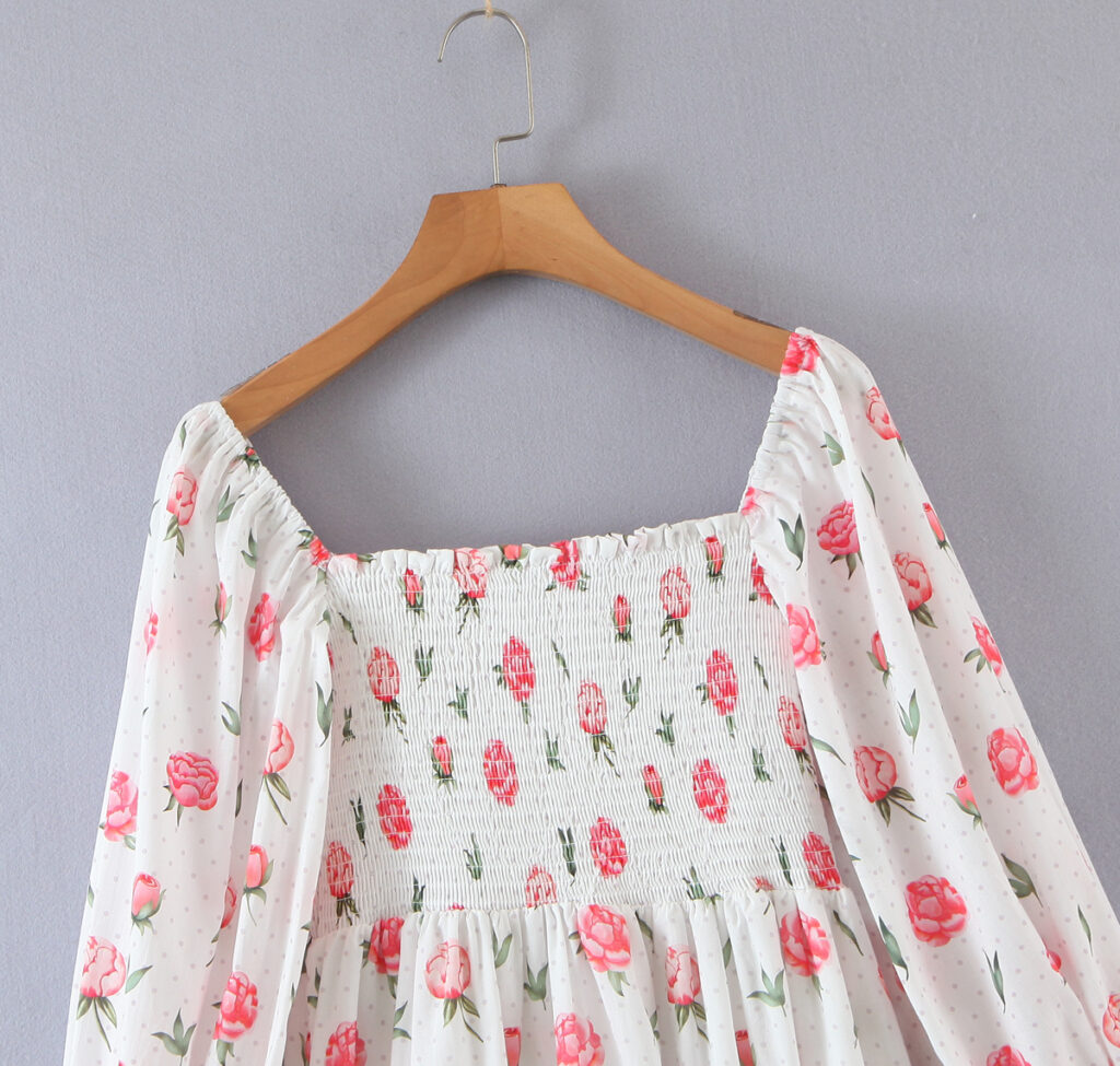 Large Swing  Spring Rose Small Dots Dress - Image 5