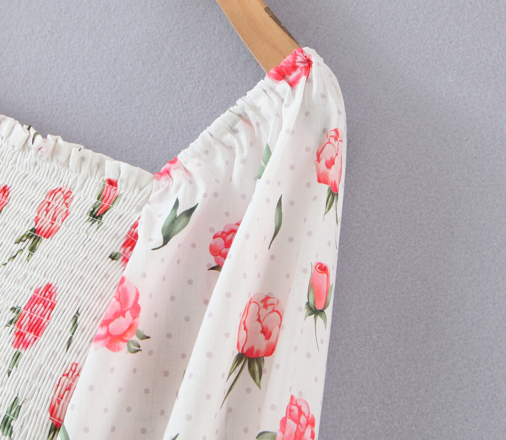 Large Swing  Spring Rose Small Dots Dress - Image 6