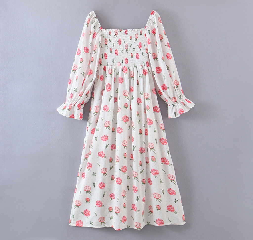 Large Swing  Spring Rose Small Dots Dress - Image 9