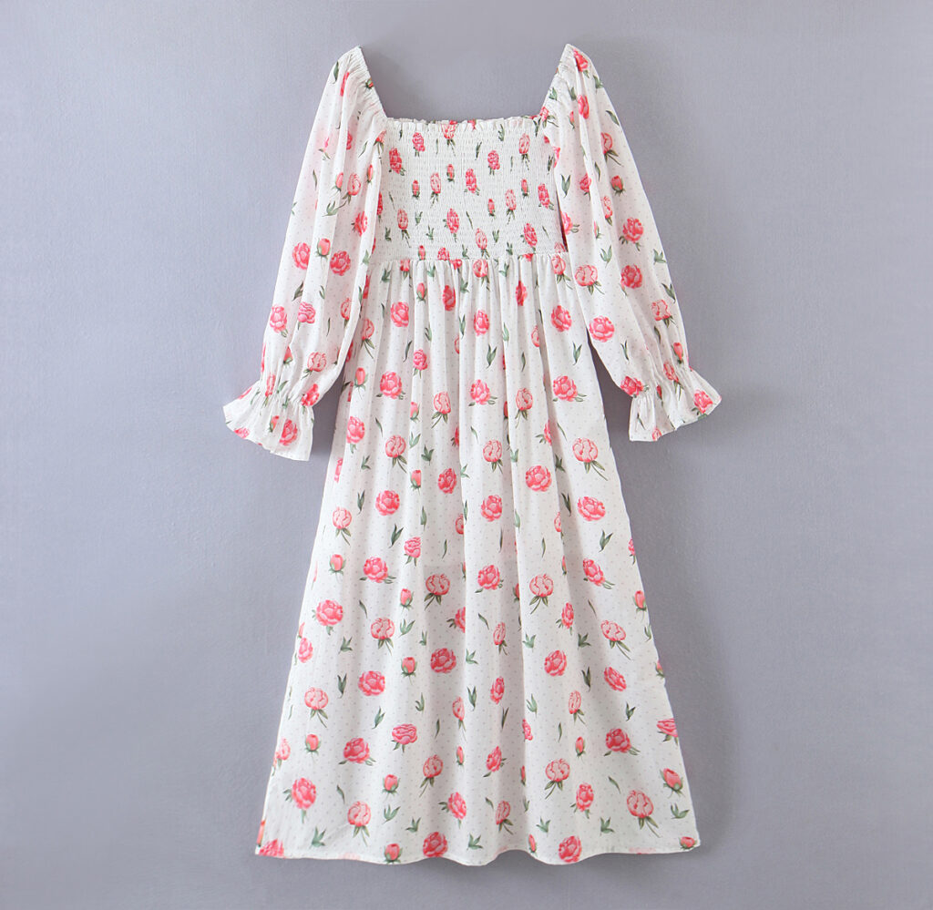 Large Swing  Spring Rose Small Dots Dress - Image 10