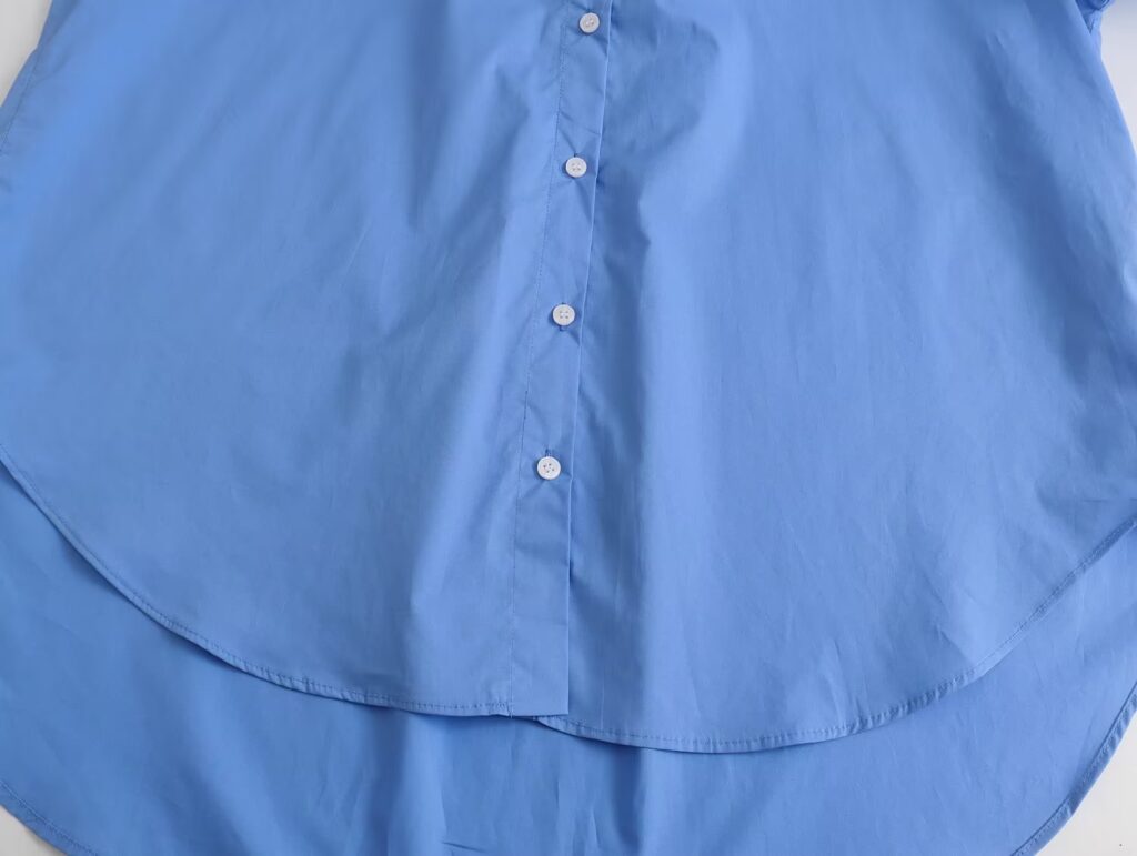 Summer Cotton Solid Color Loose-Fitting Women Shirt Front Rear Collared Poplin Long Sleeve Shirt for Women - Image 7