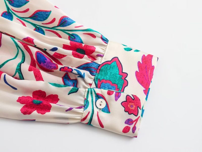 Fall Women Clothing Floral Print Shirt Top - Image 2