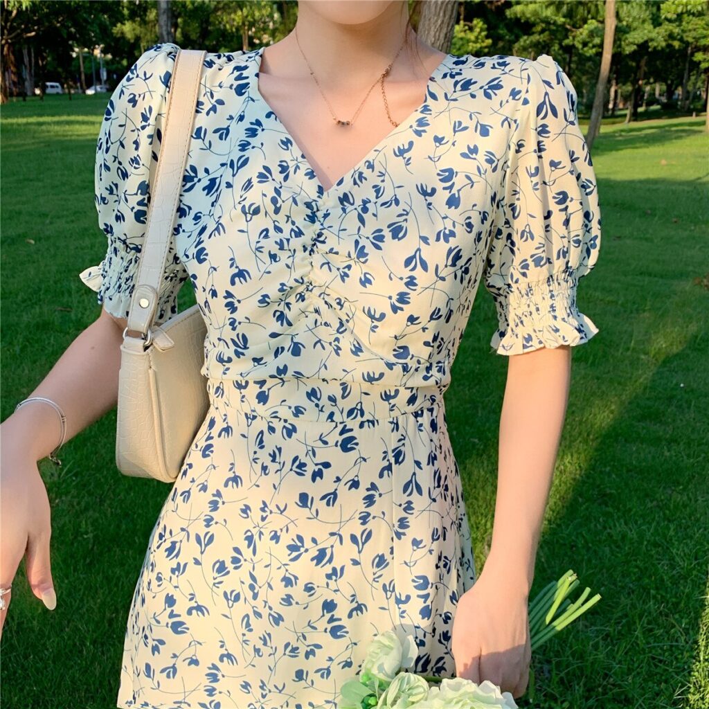 Floral Sexy Mini Dress Elegant Party French Vintage Office Lady Casual Club Maxi Dresse - Image 3