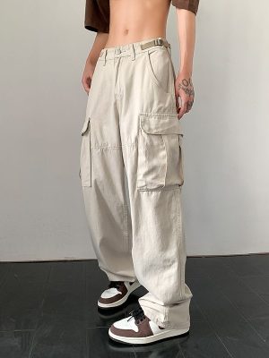 New pocket cargo pants women retro high street loose hip hop sweatpants